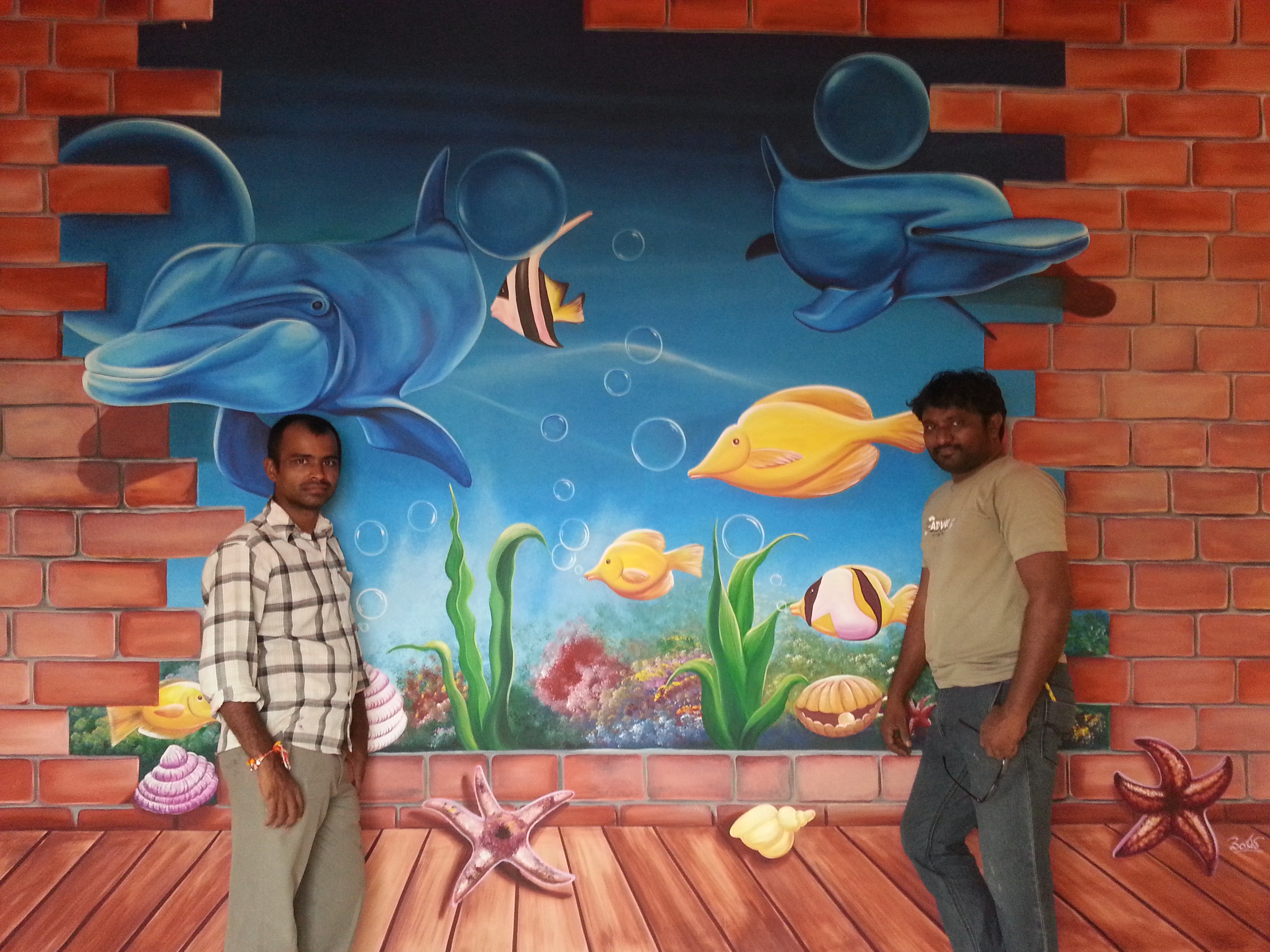 3D Wall Painting 3D Wallpainting Dolphin Art Underwater